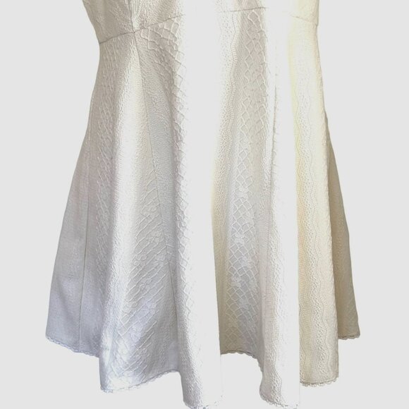 FREE PEOPLE SIZE 10 IVORY WHITE LACE FIT & FLARE SKATER DRESS - Picture 3 of 16